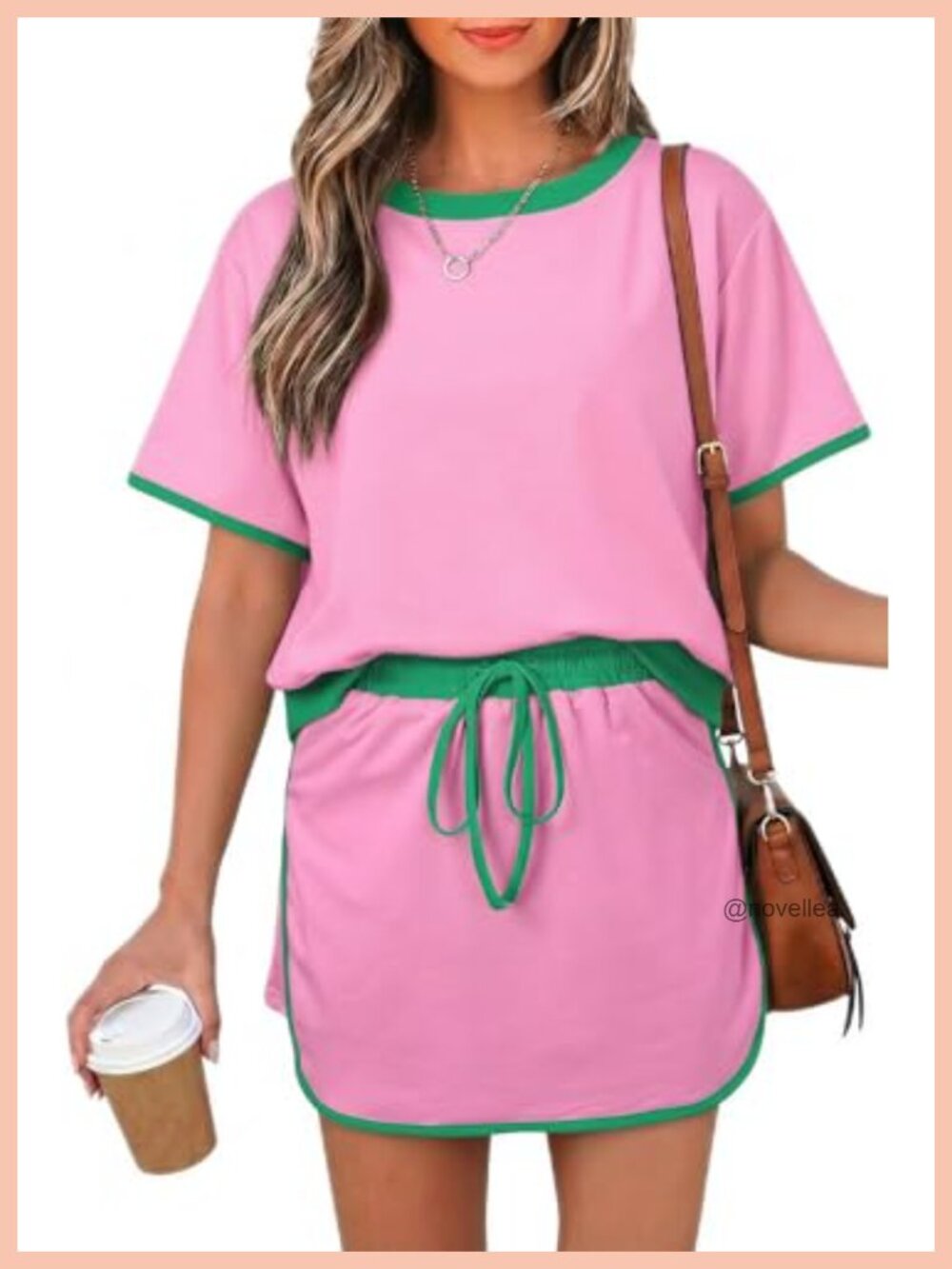 Womens 2 Piece Skort Set Loose Fit Short Sleeve Tee & Skort Summer Casual